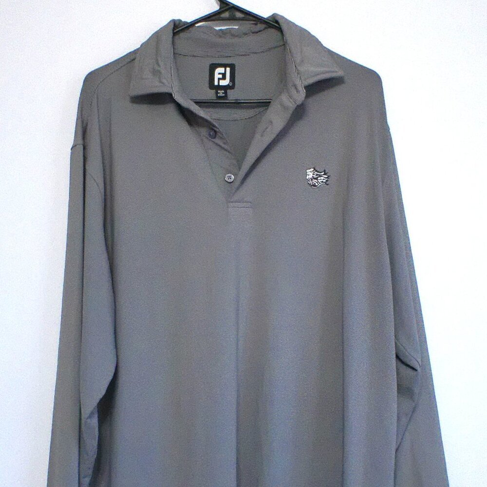 FootJoy Polo Shirt Mens Large Gray Long Sleeve Golf Performance Pullover FJ